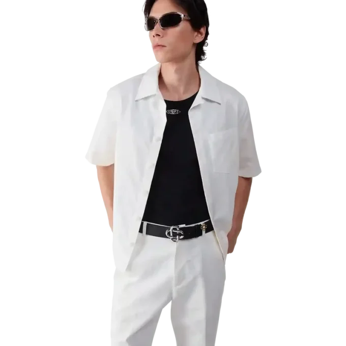 Camisas de manga corta con monograma en blanco