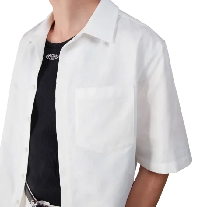 Camisas de manga corta con monograma en blanco