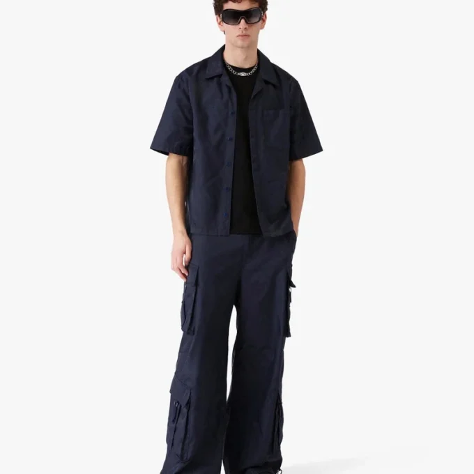 Camisas de manga corta con monograma en semitonos azul marino