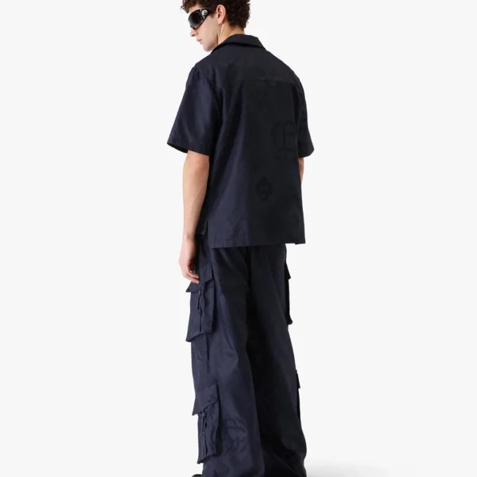 Camisas de manga corta con monograma en semitonos azul marino