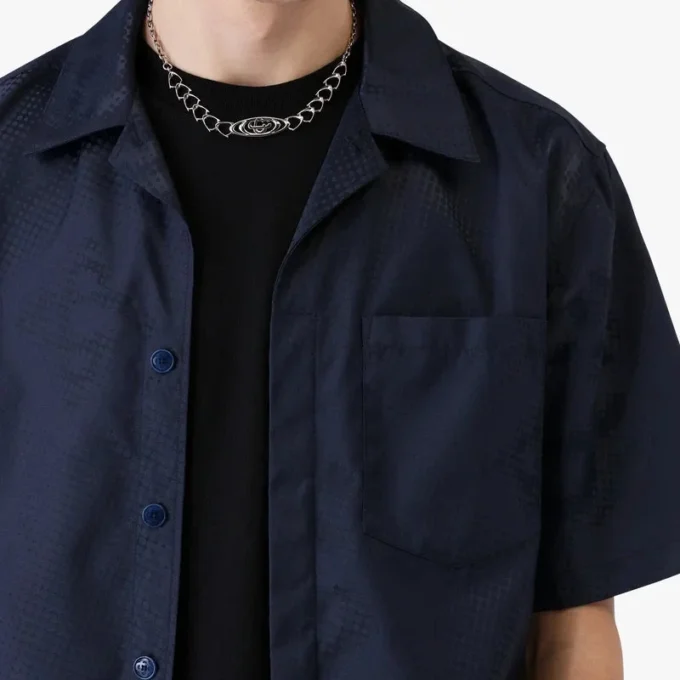 Camisas de manga corta con monograma en semitonos azul marino