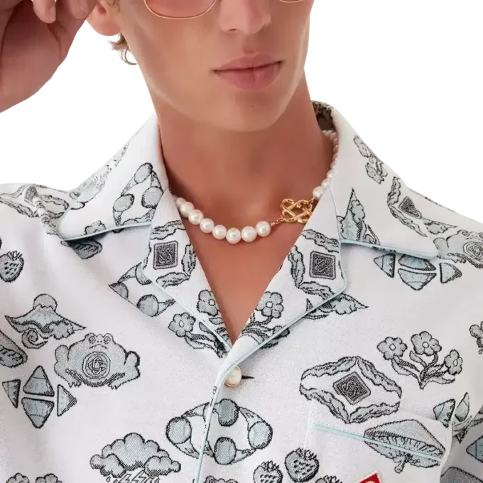 Camisas de manga corta con motivo jacquard