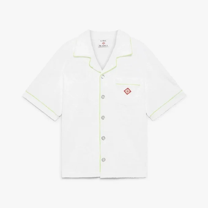 Camisas de manga corta de rizo blanco con Monogram