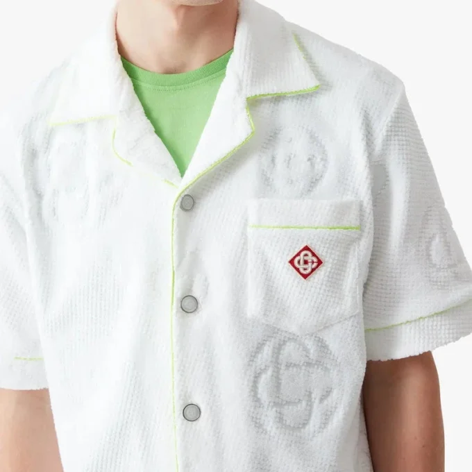 Camisas de manga corta de rizo blanco con Monogram