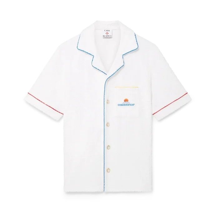 Camisas de manga corta de rizo con jacquard de monograma Camisas de manga corta de rizo con jacquard de monograma