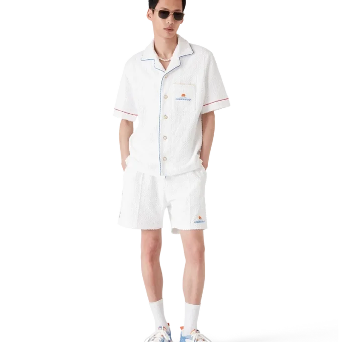 Camisas de manga corta de rizo con jacquard de monograma Camisas de manga corta de rizo con jacquard de monograma