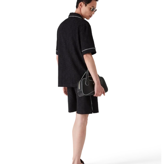 Camisas de manga corta de rizo con jacquard de monograma