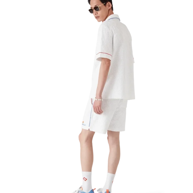 Camisas de manga corta de rizo con jacquard de monograma Camisas de manga corta de rizo con jacquard de monograma