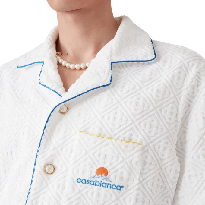 Camisas de manga corta de rizo con jacquard de monograma Camisas de manga corta de rizo con jacquard de monograma