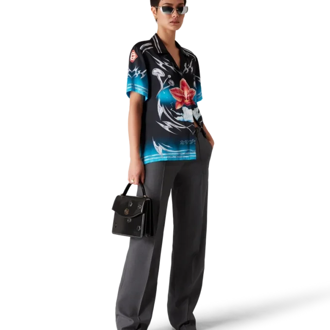 Camisas de manga corta de satén de seda Blades