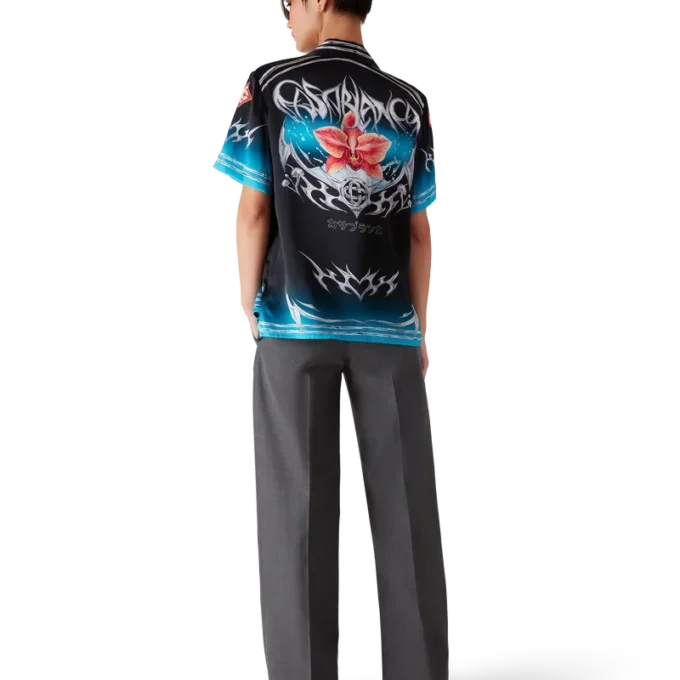 Camisas de manga corta de satén de seda Blades