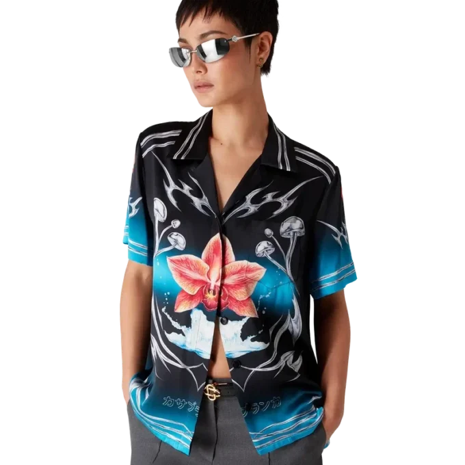 Camisas de manga corta de satén de seda Blades