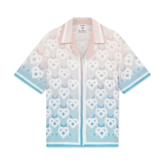 Camisas de manga corta de seda con monograma de corazones degradado