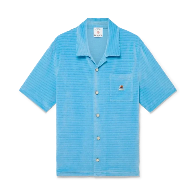 Camisas de manga corta de terciopelo a rayas