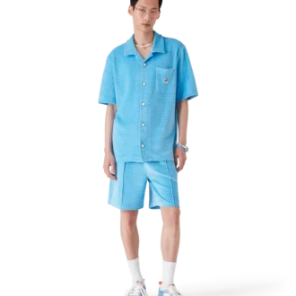 Camisas de manga corta de terciopelo a rayas