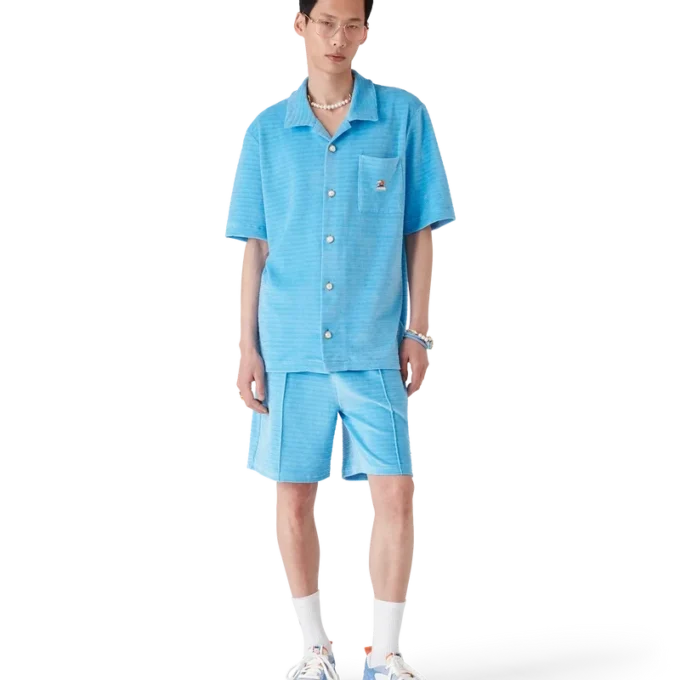 Camisas de manga corta de terciopelo a rayas