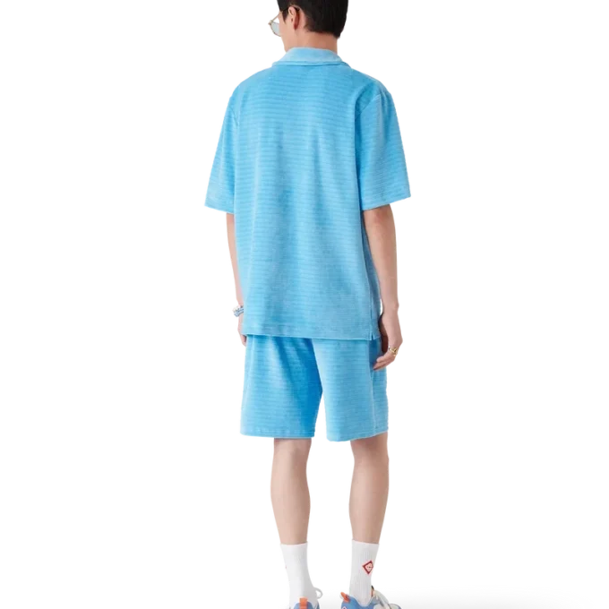 Camisas de manga corta de terciopelo a rayas