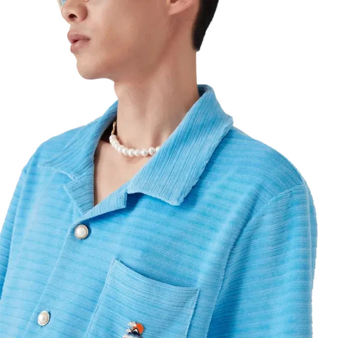 Camisas de manga corta de terciopelo a rayas