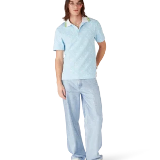 Camisas de manga corta en jacquard azul claro