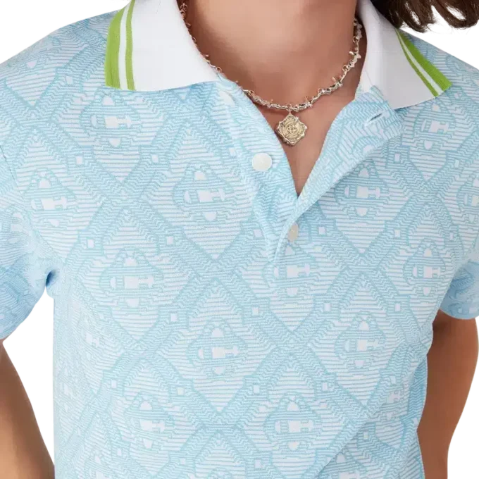 Camisas de manga corta en jacquard azul claro
