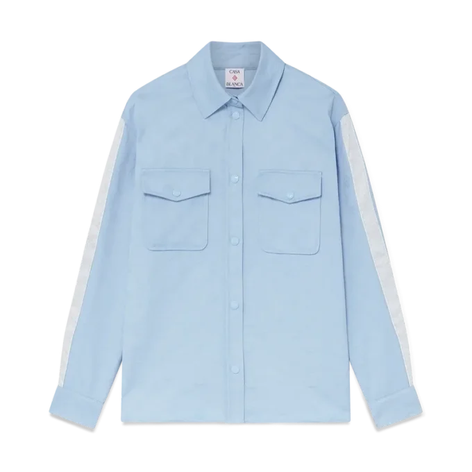 Camisas de manga larga con monograma azul Camisas de manga larga con monograma azul