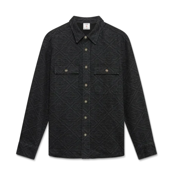 Camisas de mezclilla negra de manga larga con corte láser