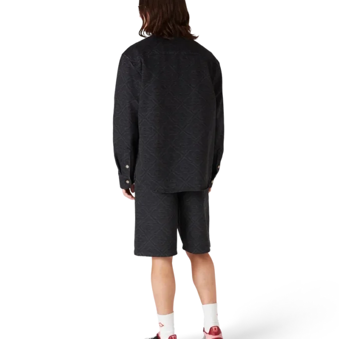 Camisas de mezclilla negra de manga larga con corte láser