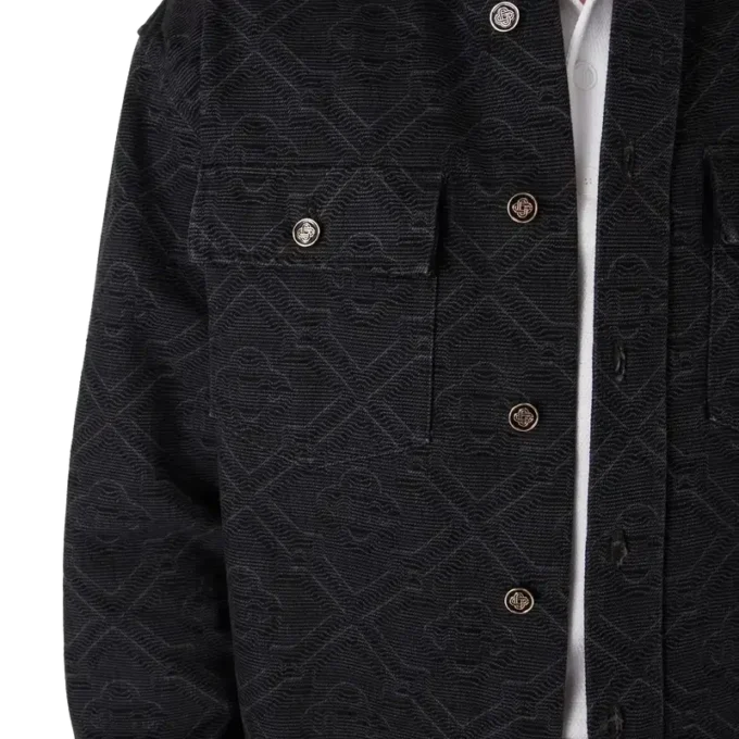 Camisas de mezclilla negra de manga larga con corte láser