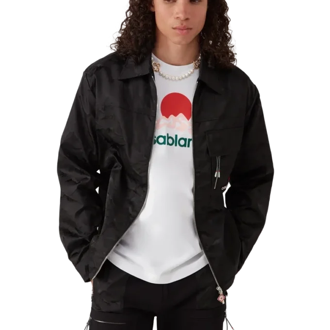 Camisas de nylon de pantalón corto con cremallera y estampado de camuflaje