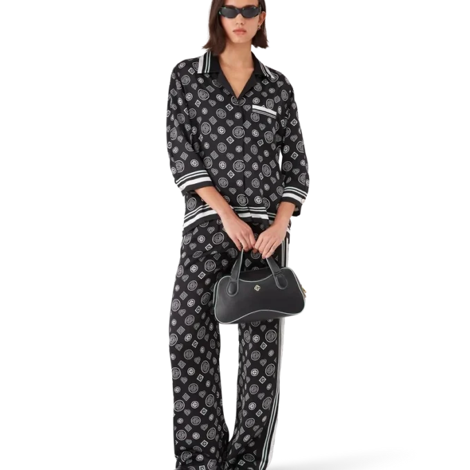 Camisas de pijama de satén de seda con monograma