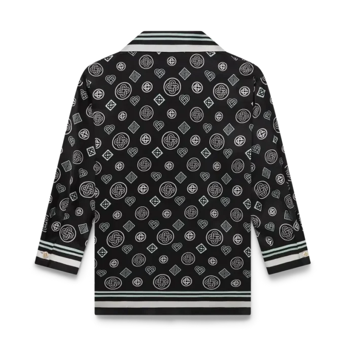 Camisas de pijama de satén de seda con monograma