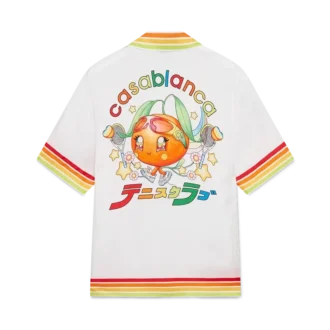 Camisas de sarga de seda de manga corta con mascota naranja