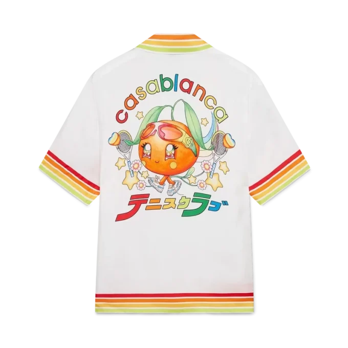 Camisas de sarga de seda de manga corta con mascota naranja