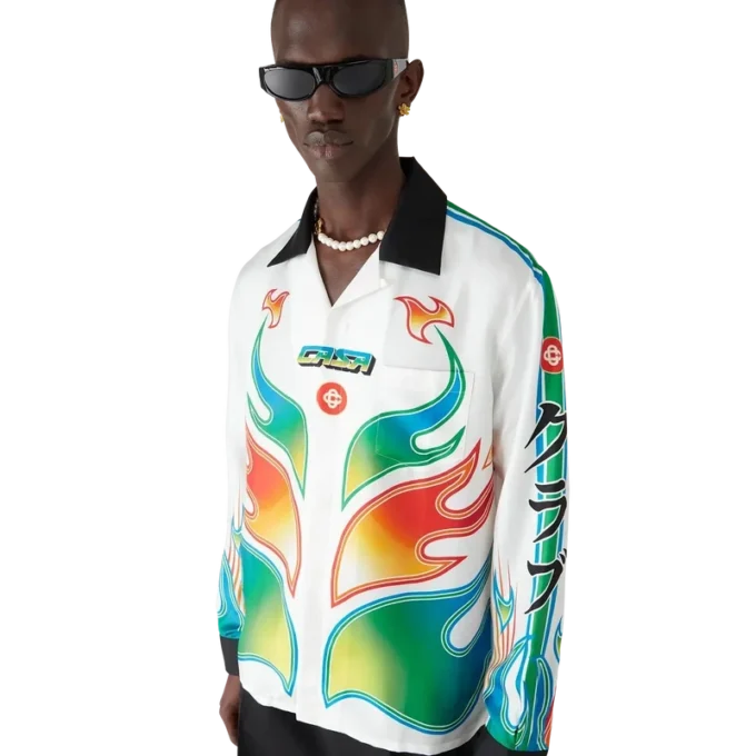 Camisas de sarga de seda de manga larga Flame Laurel