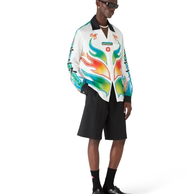 Camisas de sarga de seda de manga larga Flame Laurel