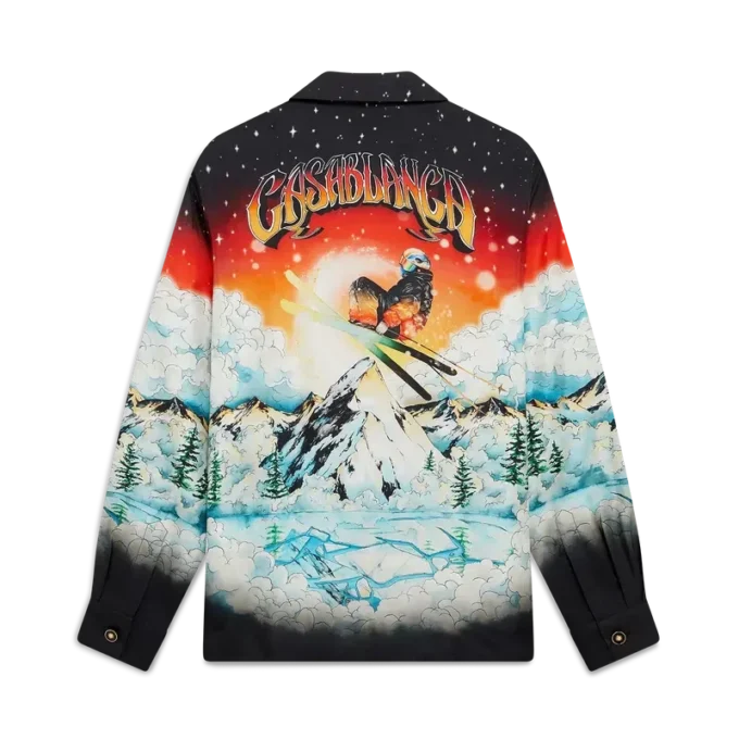 Camisas de sarga de seda de manga larga Ski Lake