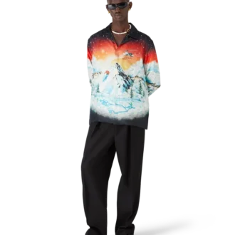 Camisas de sarga de seda de manga larga Ski Lake