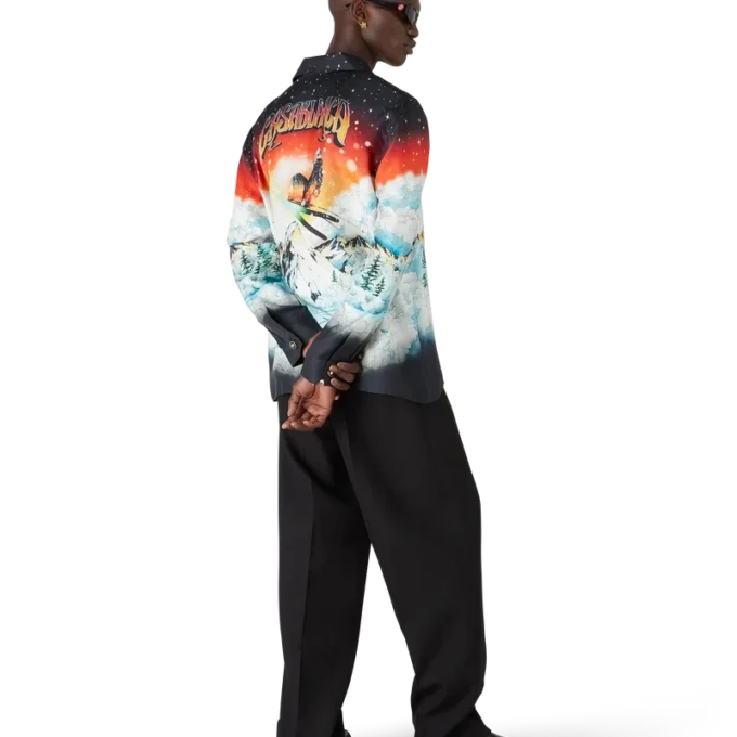 Camisas de sarga de seda de manga larga Ski Lake