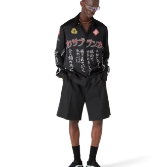 Camisas de satén de seda de manga larga con emblema