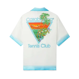 Camisas de seda con cuello cubano Palm Springs Icon Blue