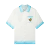 Camisas de seda con cuello cubano Palm Springs Icon Blue