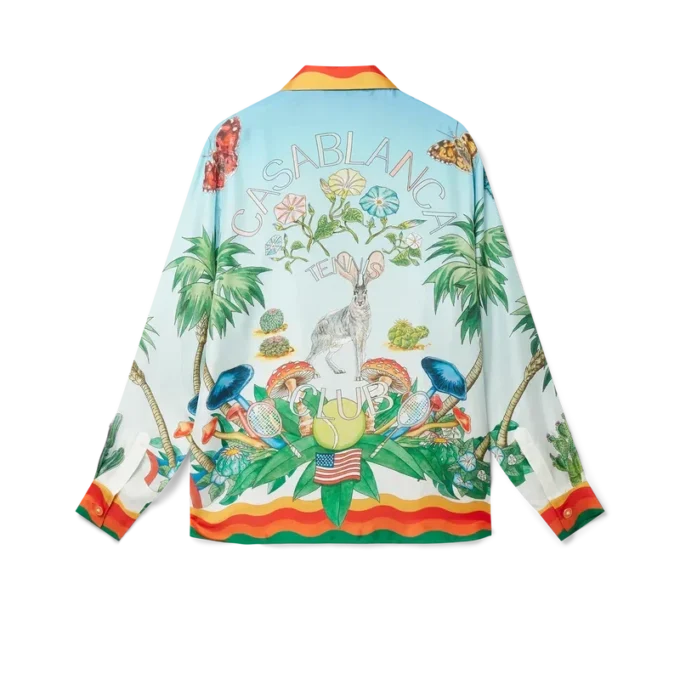 Camisas de seda con cuello cubano Palm Springs Tennis Club