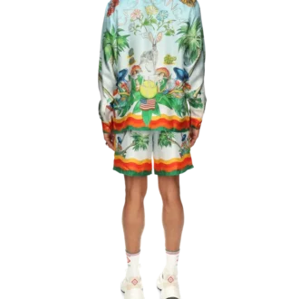 Camisas de seda con cuello cubano Palm Springs Tennis Club