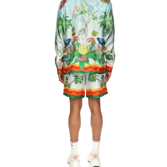 Camisas de seda con cuello cubano Palm Springs Tennis Club