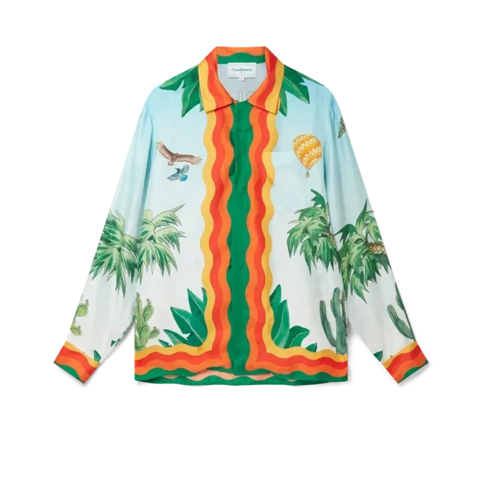 Camisas de seda con cuello cubano Palm Springs Tennis Club