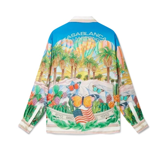 Camisas de seda con cuello cubano psicodélico