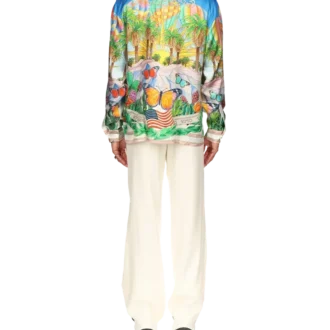 Camisas de seda con cuello cubano psicodélico