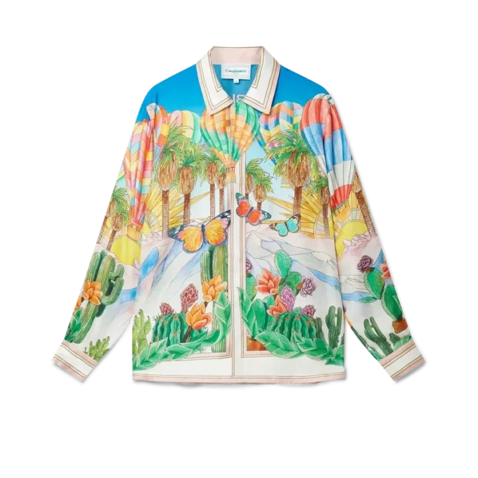 Camisas de seda con cuello cubano psicodélico