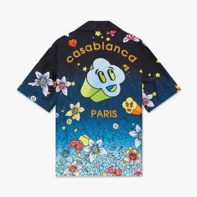 Camisas de seda de manga corta Collage D’icones Graphiques