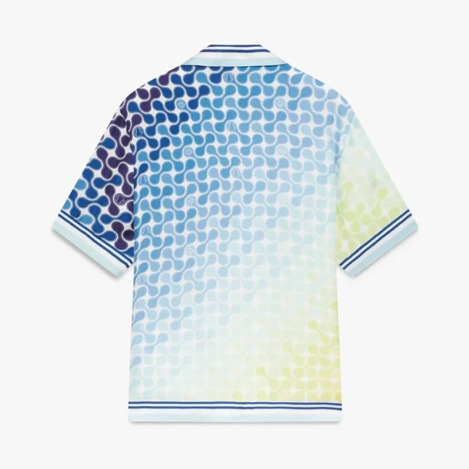 Camisas de seda de manga corta con diseño de mosaico de tenis degradado